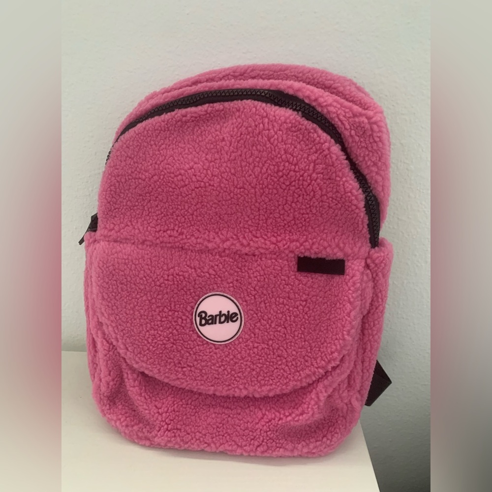 Vooray x Barbie Pink and Black Fuzzy Lexi Backpack